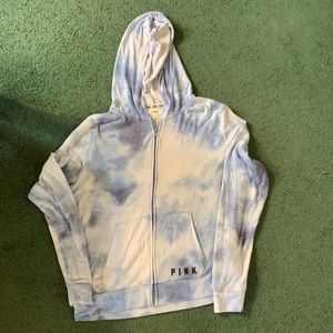 Victoria Secret Pink Tye Dye Blue Sleepwear Hoodie Size Large